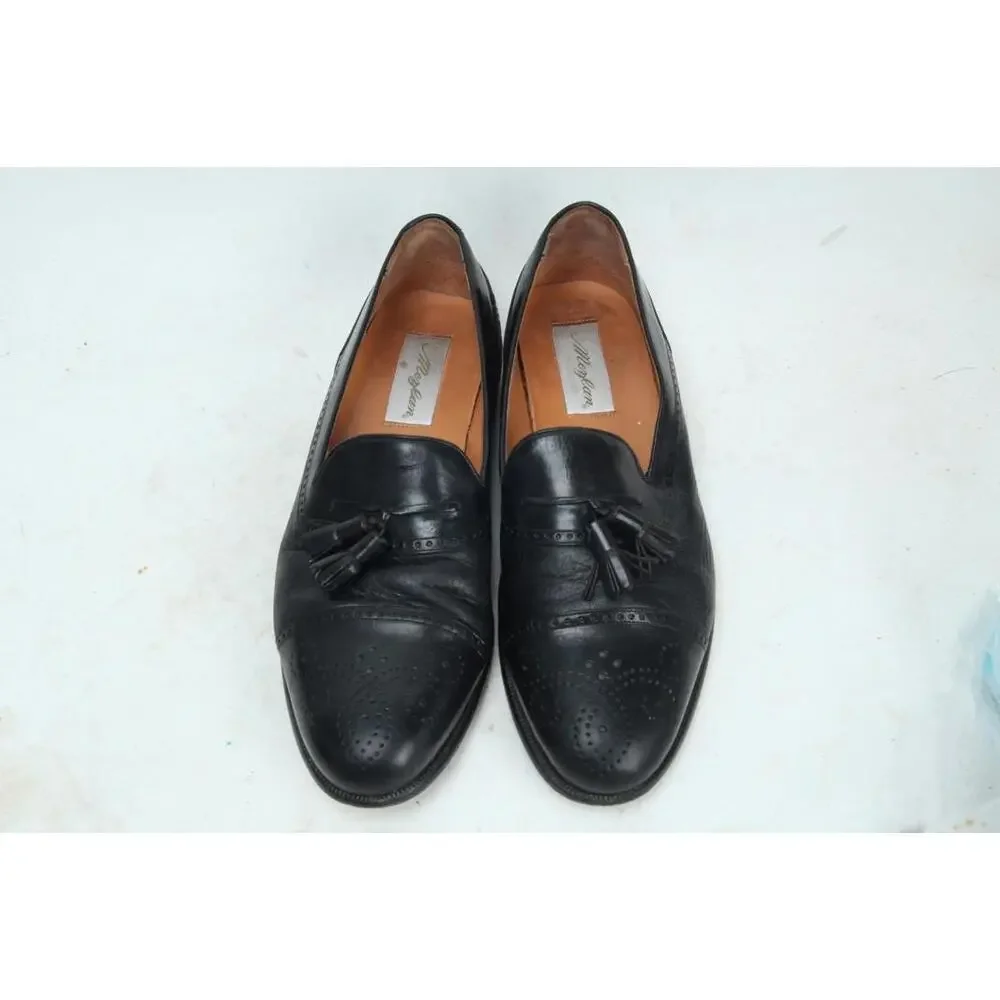 Mezlan Havana Black Leather Wingtip Tassel Loafers Men's US 10